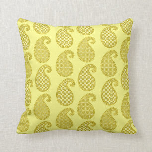 Cojín Decorativo Modelo, mostaza y amarillo claro de Paisley