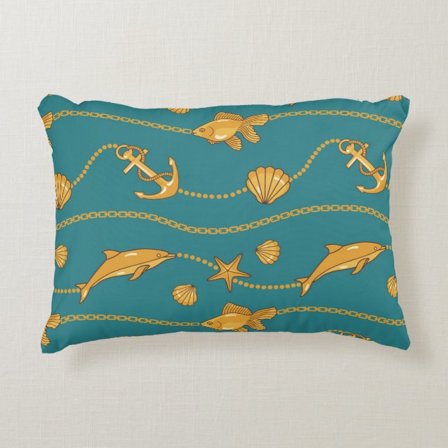 Cojín Decorativo Modelo náutico del oro (Anverso)