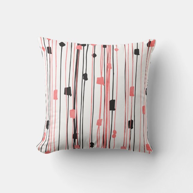 Cojín Decorativo Modelo negro coralino dibujado mano del extracto (Anverso)