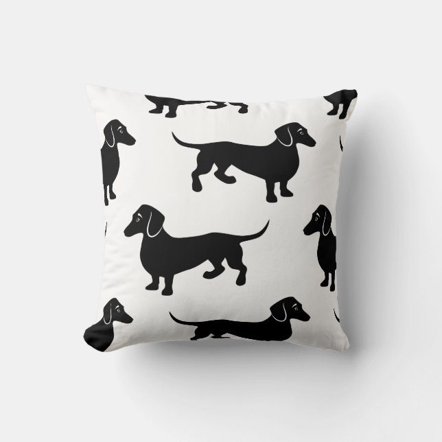 Cojín Decorativo Modelo negro lindo del Dachshund (Anverso)