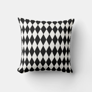 Cojín Decorativo Modelo negro y blanco del Harlequin del diamante