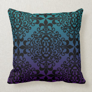 Cojín Decorativo Modelo negro y púrpura verde azulado