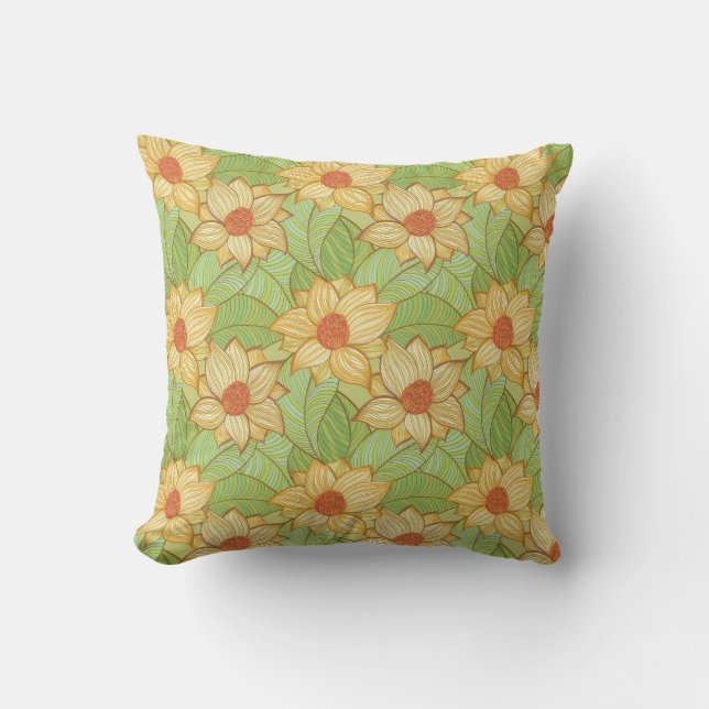 Cojín Decorativo Modelo retro de la magnolia (Anverso)