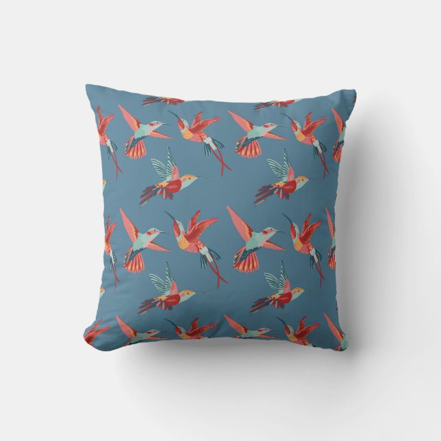 Cojín Decorativo Modelo retro del colibrí (Anverso)