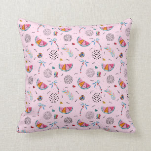 Cojín Decorativo Modelo rosado tropical del estilo de Memphis