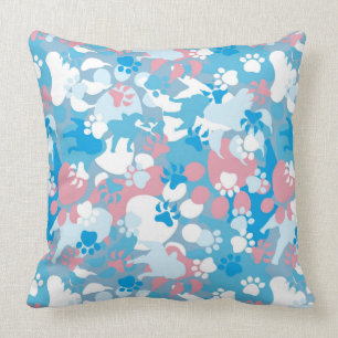 Cojín Decorativo Modelo rosado y azul del perro del camuflaje