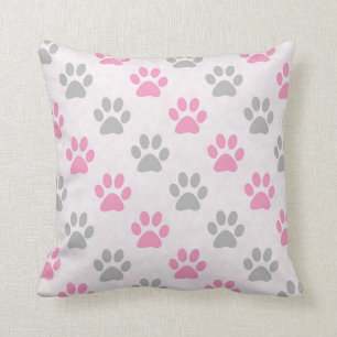 Cojín Decorativo Modelo rosado y gris de las patas del perrito