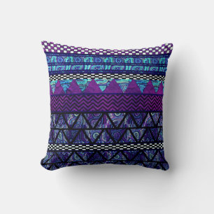 Cojín Decorativo Modelo tribal de color morado oscuro de las rayas