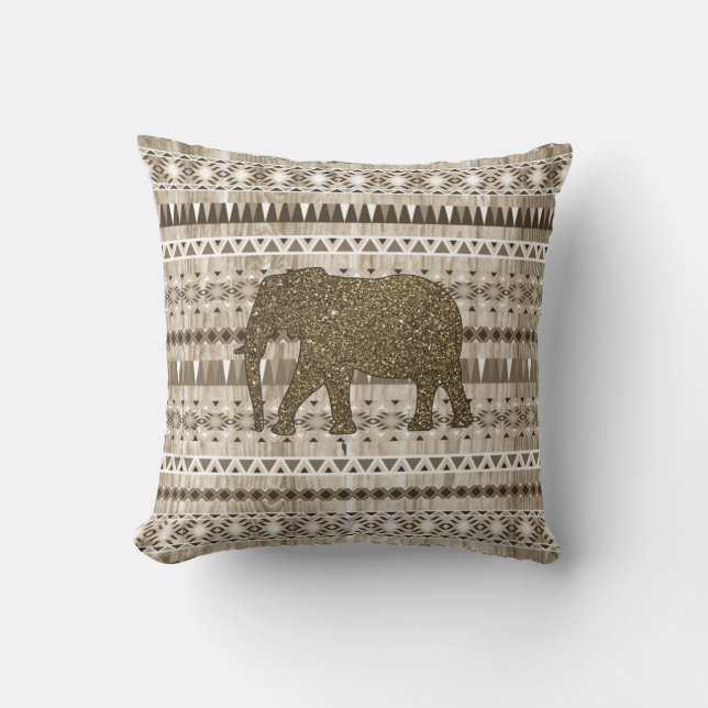 Cojín Decorativo Modelo tribal del elefante caprichoso en el diseño (Anverso)