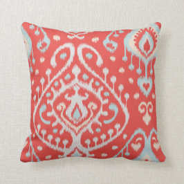 Cojín Decorativo Modelo tribal del ikat femenino rojo verde azulado