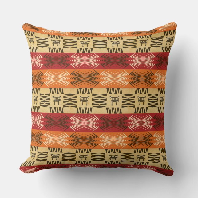 Cojín Decorativo modelo tribal étnico africano (Anverso)