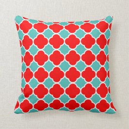 Cojín Decorativo Modelo verde azulado rojo de Quatrefoil