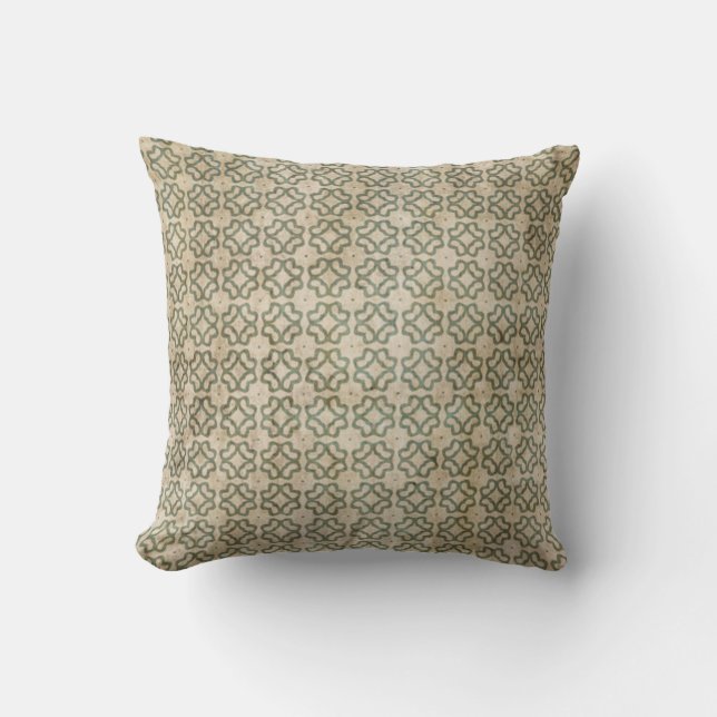 Cojín Decorativo Modelo verde y beige sucio (Anverso)