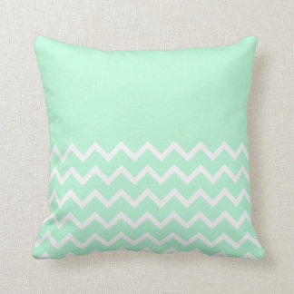 Cojín Decorativo Modelo verde y blanco de Chevron con verde llano