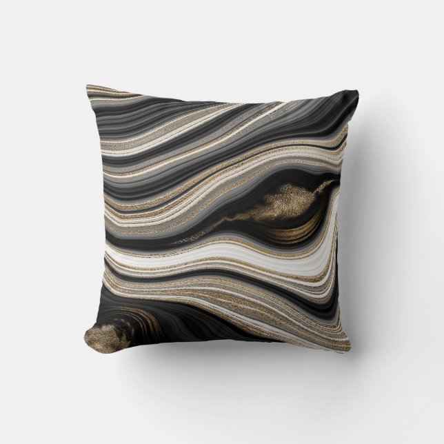 Cojín Decorativo Moderación del Black Gold White Agate (Anverso)