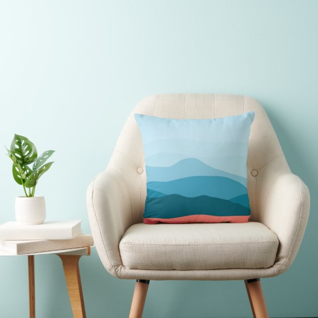 Cojín Decorativo Modern Abstract Pastel Blue Pink Mountains (Silla)