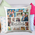 Cojín Decorativo Modern Best Friends BESTIES 13 Collage de fotos<br><div class="desc">Crea un collage moderno de fotos pulsando almohada para tu mejor amigo con 13 fotos y el título BESTIES en una tipografía con letras a mano y personalizada con nombres o tu texto personalizado con un color de fondo negro editable. Hace un regalo memorable para el cumpleaños de tu BFF,...</div>