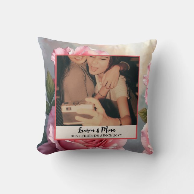 Cojín Decorativo Modern BFF Photo Plaid Friendship Best Friend (Anverso)