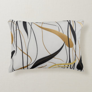 Cojín Decorativo Modern Black & Gold Abstract Line 