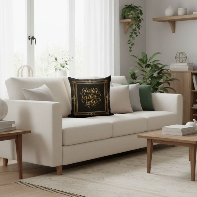 Cojín Decorativo Modern Black gold elegant script calligraphy  (Subido por el creador)