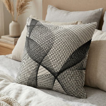 Modern Black White Geometric Line Art Throw Pillow