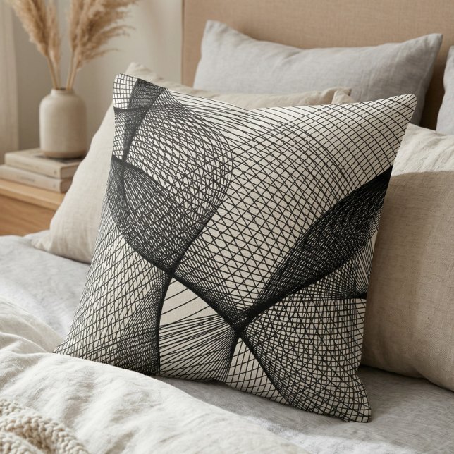 Cojín Decorativo Modern Black White Geometric Line Art Throw Pillow (Subido por el creador)