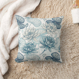 Cojín Decorativo Modern Blue Water Lilies Monet Style