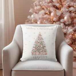 Cojín Decorativo Modern Blush Christmas Tree – Personalized Holiday