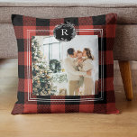 Cojín Decorativo Modern Buffalo Red Plaid | Family Photo | Initial<br><div class="desc">Modern Buffalo Red Plaid | Family Photo | Initial Pillows make for thoughtful and practical gifts, offering comfort and relaxation to the recipient. Here's a description of pillows as a gift: Give the gift of ultimate comfort and relaxation with these luxurious pillows. Crafted with the finest materials, these pillows are...</div>