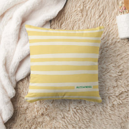 Cojín Decorativo Modern Butter Yellow Striped Personalized Coastal