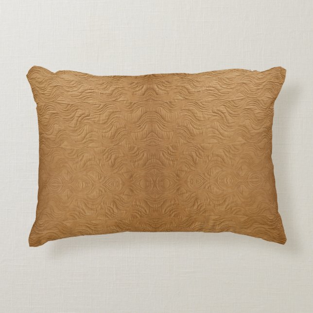 Cojín Decorativo Modern Camel Brown Wavy Ripples Abstract Textured (Anverso)