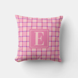 Cojín Decorativo Modern Checker Pink Purple Monogram