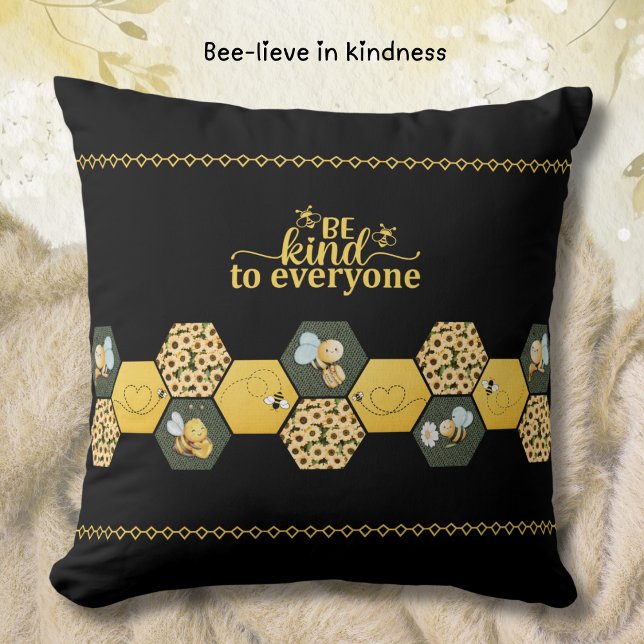 Cojín Decorativo Modern Chic Bumble Bee Sunflower Accent (Chic Bee Pillow is perfect for any modern, stylish living room or cozy home office)