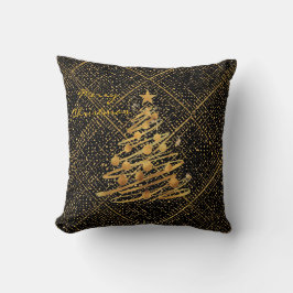 Cojín Decorativo Modern, Chrismas Tree, Black Gold Cross Pattern 