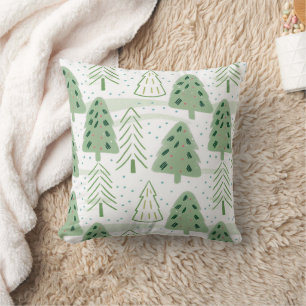 Cojín Decorativo Modern Christmas Forest Olive green pattern