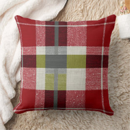 Cojín Decorativo Modern Christmas Holiday Plaid Throw Pillow
