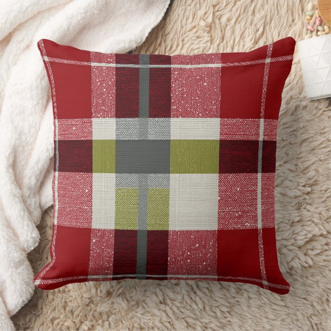 Cojín Decorativo Modern Christmas Holiday Plaid Throw Pillow (Manta)