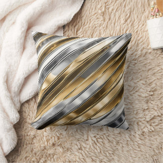 Cojín Decorativo Modern, cool, chic, silver and gold stripe pattern