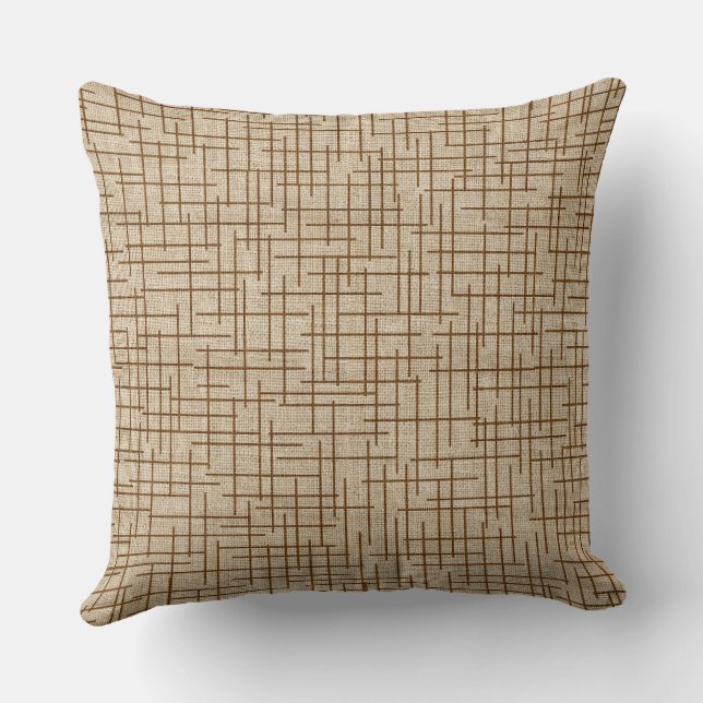 Cojín Decorativo Modern Crosshatch burlap texture pattern (Reverso )
