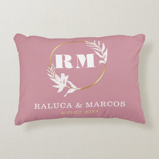 Cojín Decorativo Modern Custom Monogram Anniversary Keepsake (Anverso)