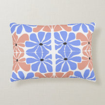 Modern Geometric Floral - Blue & Peach Pattern 