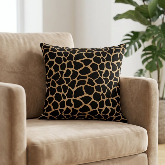 Cojín Decorativo Modern Giraffe Animal Print Safari Brown Black (Brown and Black Giraffe Print Animal Pattern Throw Pillow)