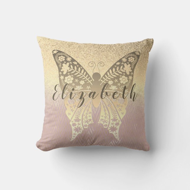 Cojín Decorativo Modern Girly Purpurina Rosa Gold (Anverso)