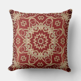 Cojín Decorativo Modern Gold Red Floral Throw Pillow