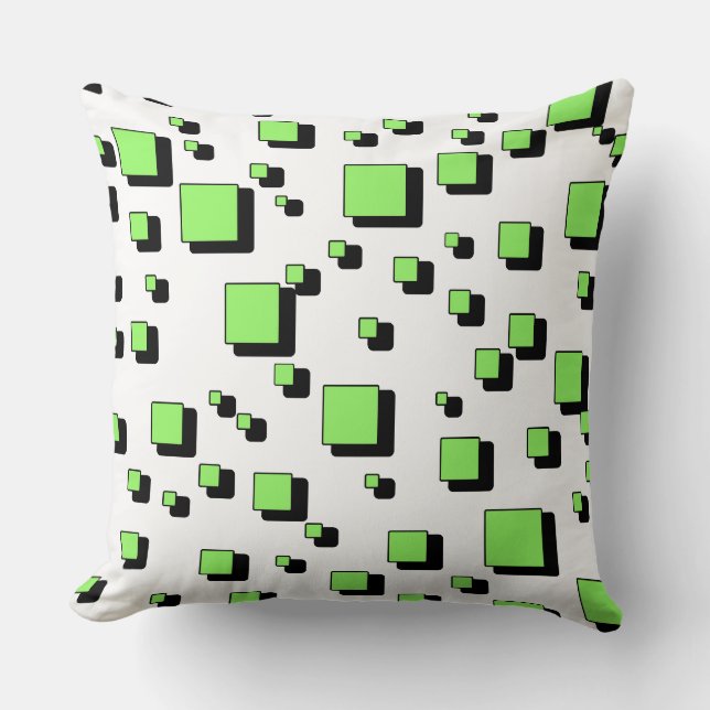 Cojín Decorativo Modern Green Geometric Square Pattern Throw Pillow (Anverso)