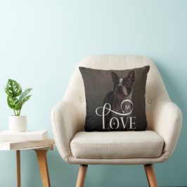 Cojín Decorativo Modern Love Custom Dog Pets Photo Monogram