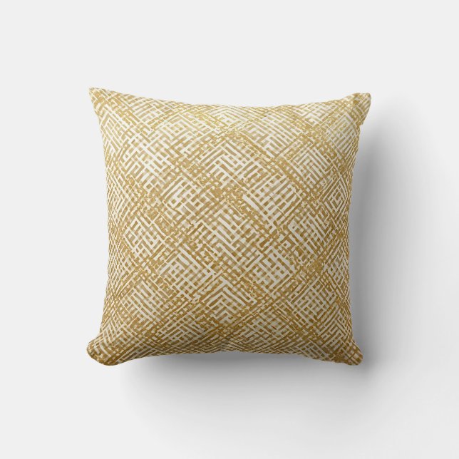 Cojín Decorativo Modern, Luxury, Golden Grid Pattern (Anverso)