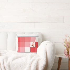 Cojín Decorativo Modern Mosaic: Crimson & Blush Geometric Polyester