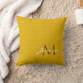Cojín Decorativo Modern Mustard Yellow Autumn Monogram