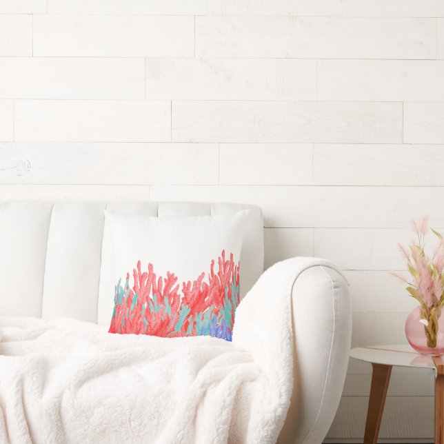 Cojín Decorativo Modern nautical coral teal blue reef floral (Sofá)